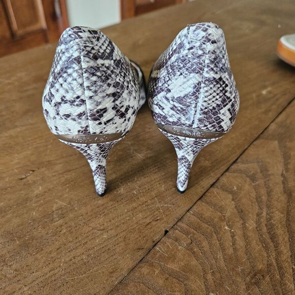 Calvin Klein NAREEN Mixed Print Black/Snake Slip On Open Peep Toe Pumps Sz 8M - Picture 2 of 8